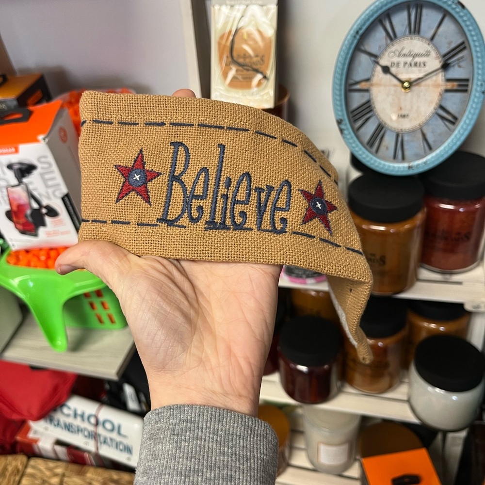 Decorative Burlap Ribbon with Red Stars